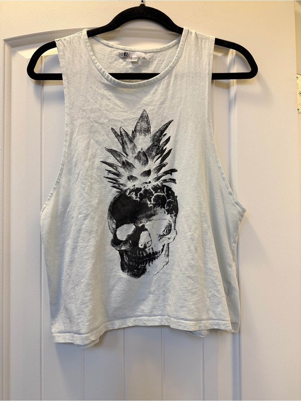 Volcom Light Blue Tank with Skull Pineapple Graphic